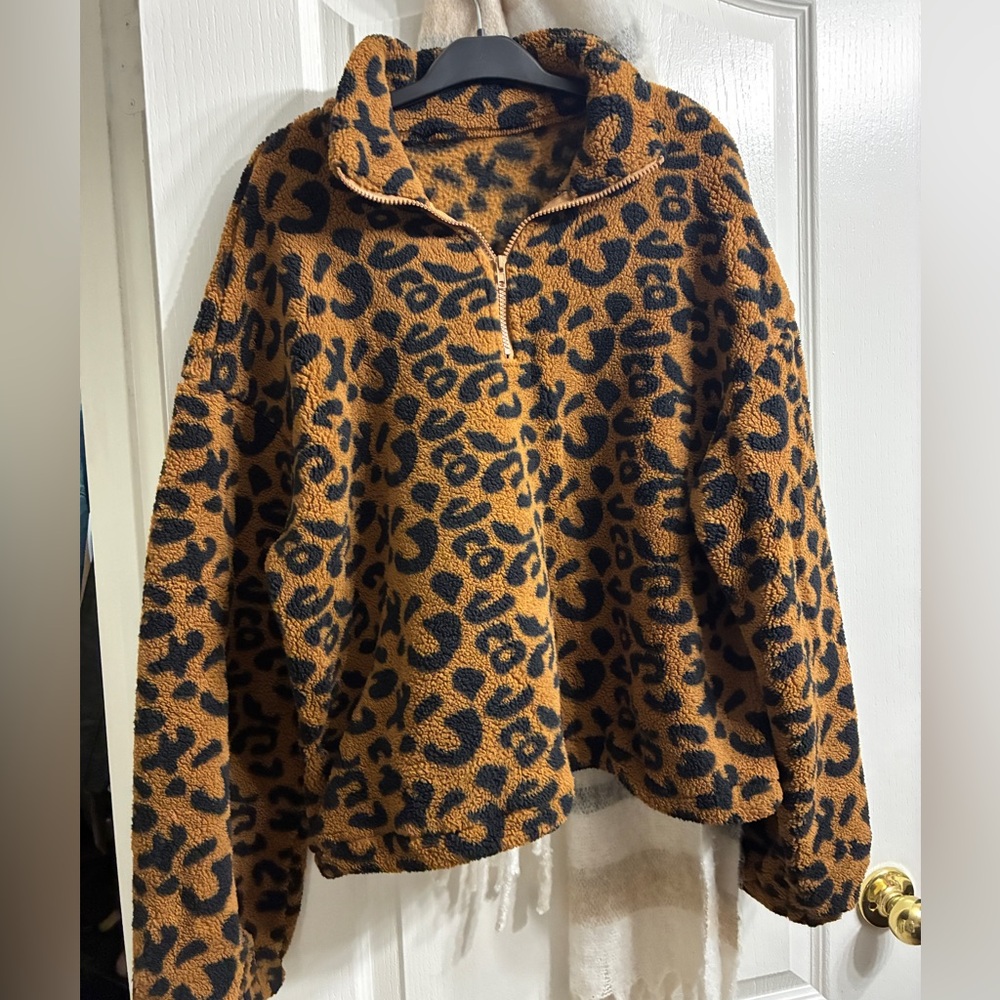 Leopard Print Fleece Jacket